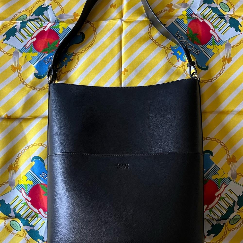 Freja NYC Black Leather Tall Tote Bag